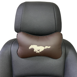 Подушка под шею коричневая с вышивкой 